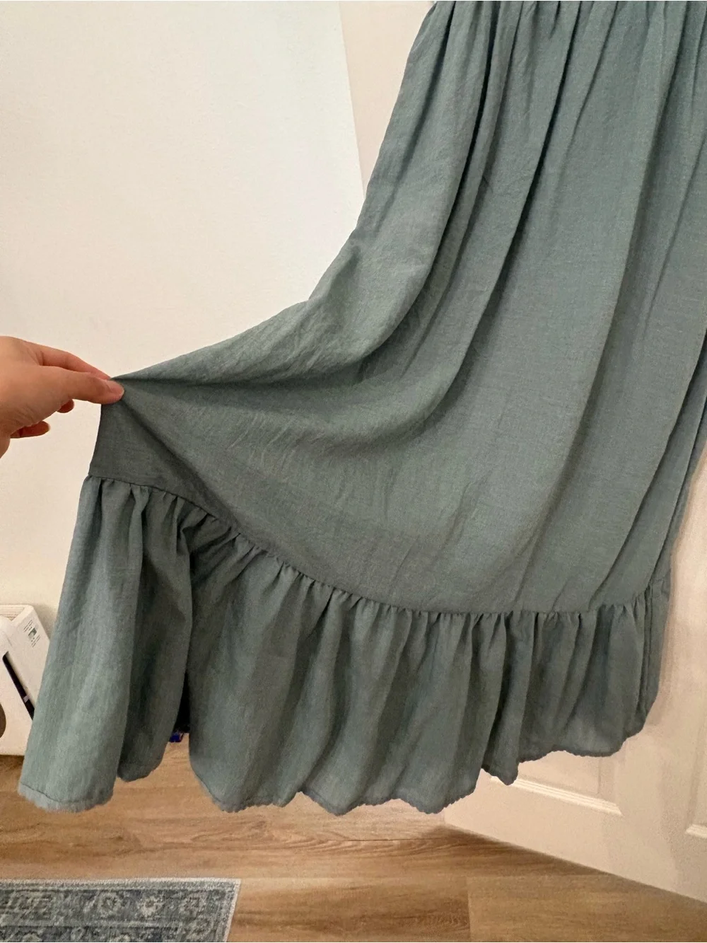 Lulu's Sage Green Maxi Midi Dress with Tie Straps